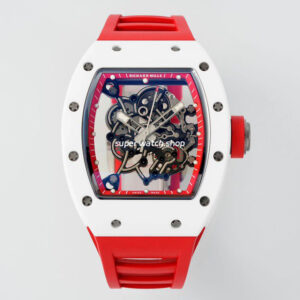 APS Factory Richard Mille RM 055 42.7mm White Ceramic White Rubber Strap Skeletonized Red Dial