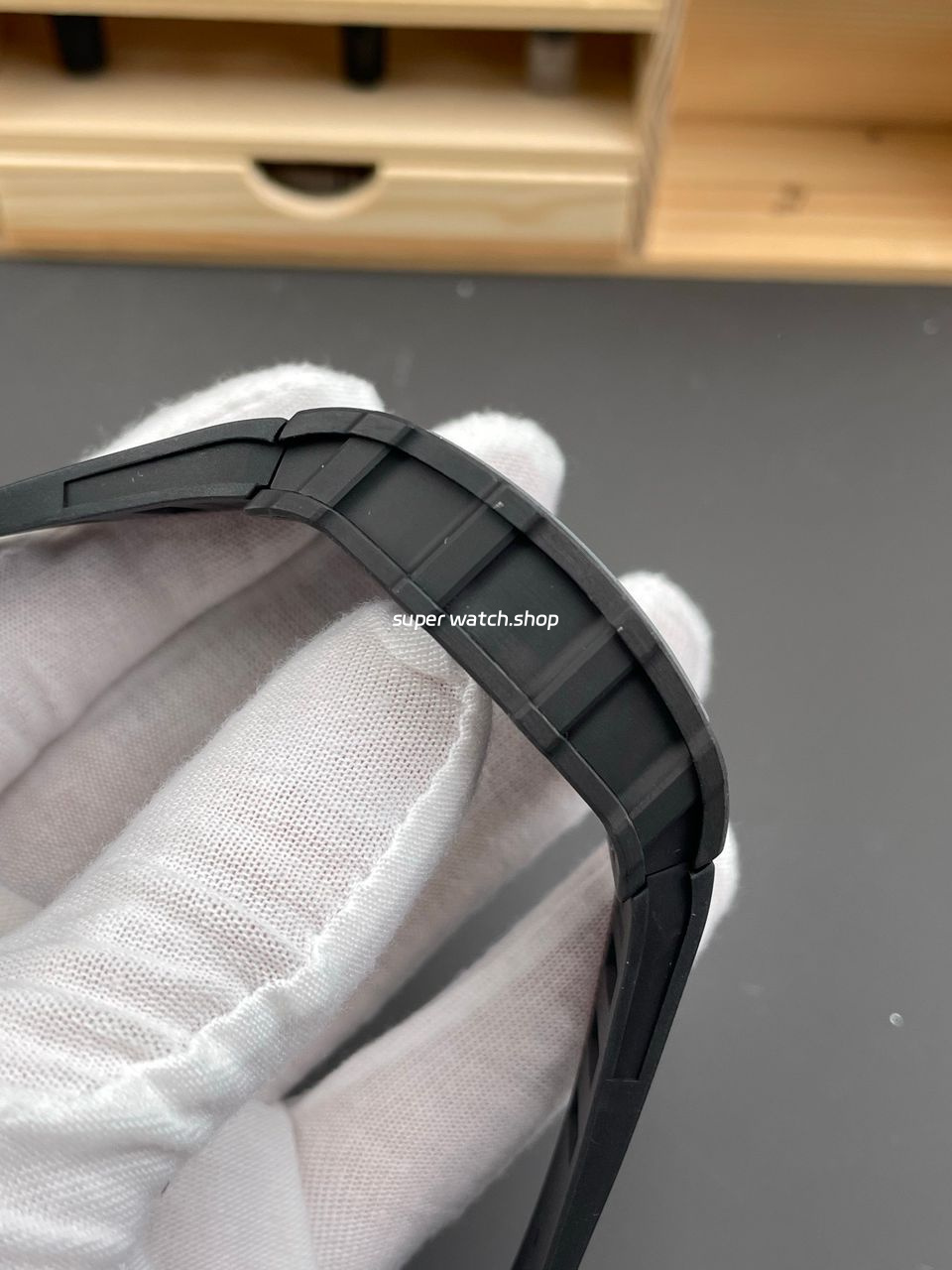 APS Factory Richard Mille RM 35-02 44.5mm Black Carbon Fiber Black Rubber Strap Black Skeletonized Dial - Image 5