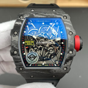 APS Factory Richard Mille RM 35-02 44.5mm Black Carbon Fiber Black Rubber Strap Black Skeletonized Dial