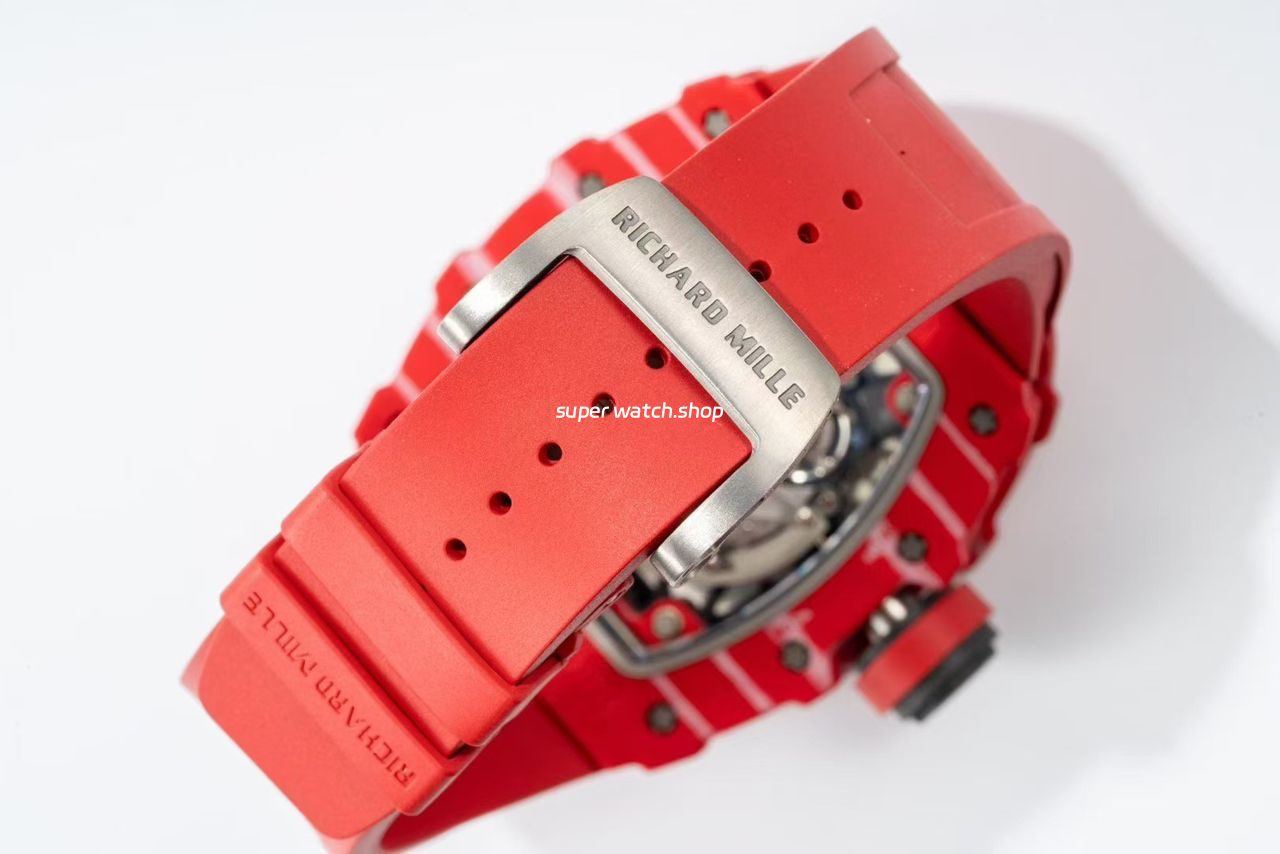 APS Factory Richard Mille RM 35-02 44.5mm Red Carbon Fiber Red Rubber Strap Skeletonized Dial - Image 9