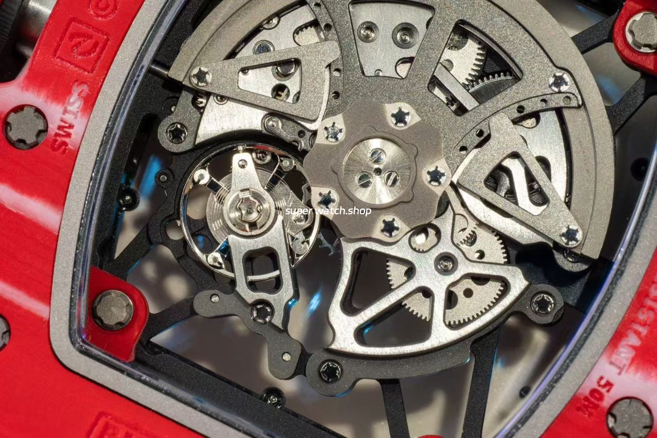 APS Factory Richard Mille RM 35-02 44.5mm Red Carbon Fiber Red Rubber Strap Skeletonized Dial - Image 7