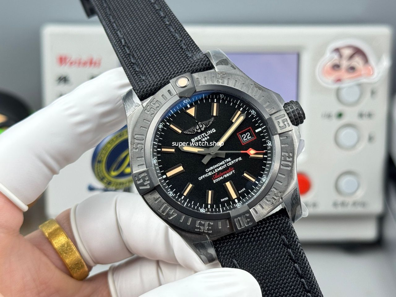 GF Factory Breitling Avenger Blackbird V17311101B1W1 44mm Titanium Military Canvas Strap Black Dial - Image 4