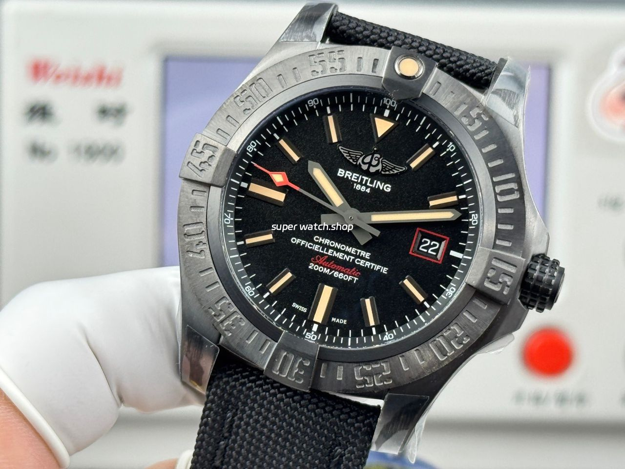 GF Factory Breitling Avenger Blackbird V17311101B1W1 44mm Titanium Military Canvas Strap Black Dial - Image 3