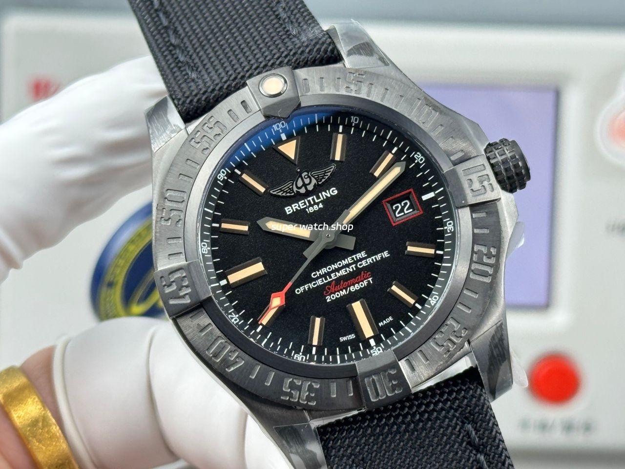 GF Factory Breitling Avenger Blackbird V17311101B1W1 44mm Titanium Military Canvas Strap Black Dial - Image 2
