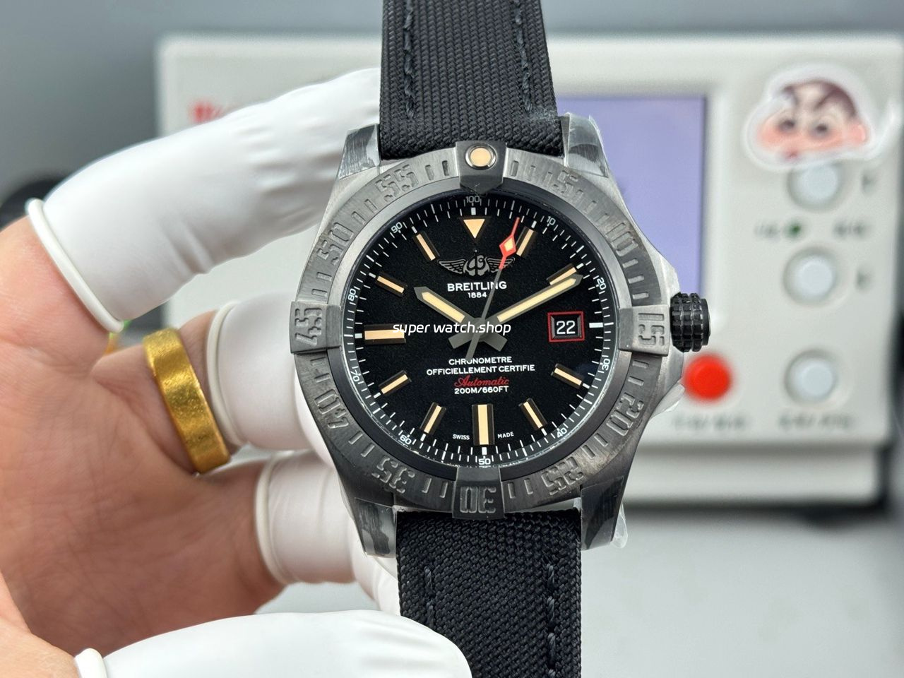 GF Factory Breitling Avenger Blackbird V17311101B1W1 44mm Titanium Military Canvas Strap Black Dial