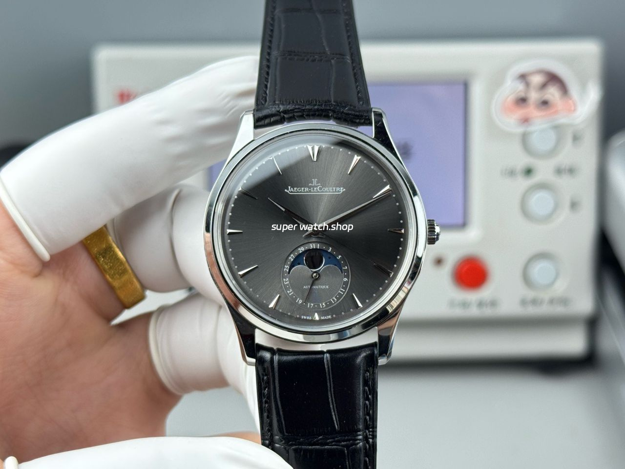 GF Factory Jaeger-LeCoultre Master Ultra Thin Moon Q1363540 39mm White Gold Leather Strap Grey Dial