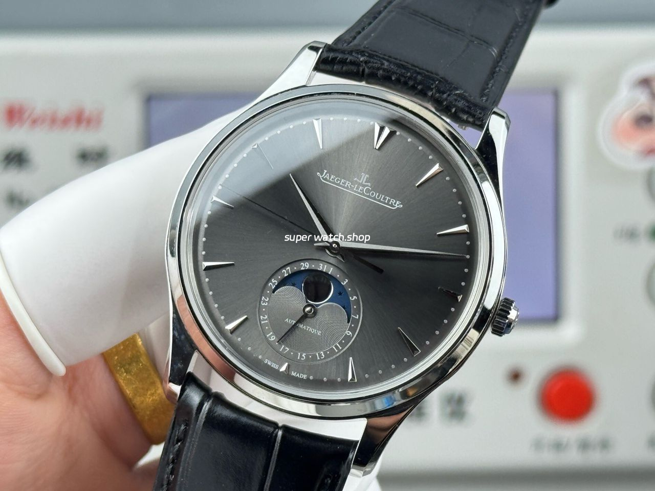 GF Factory Jaeger-LeCoultre Master Ultra Thin Moon Q1363540 39mm White Gold Leather Strap Grey Dial - Image 3