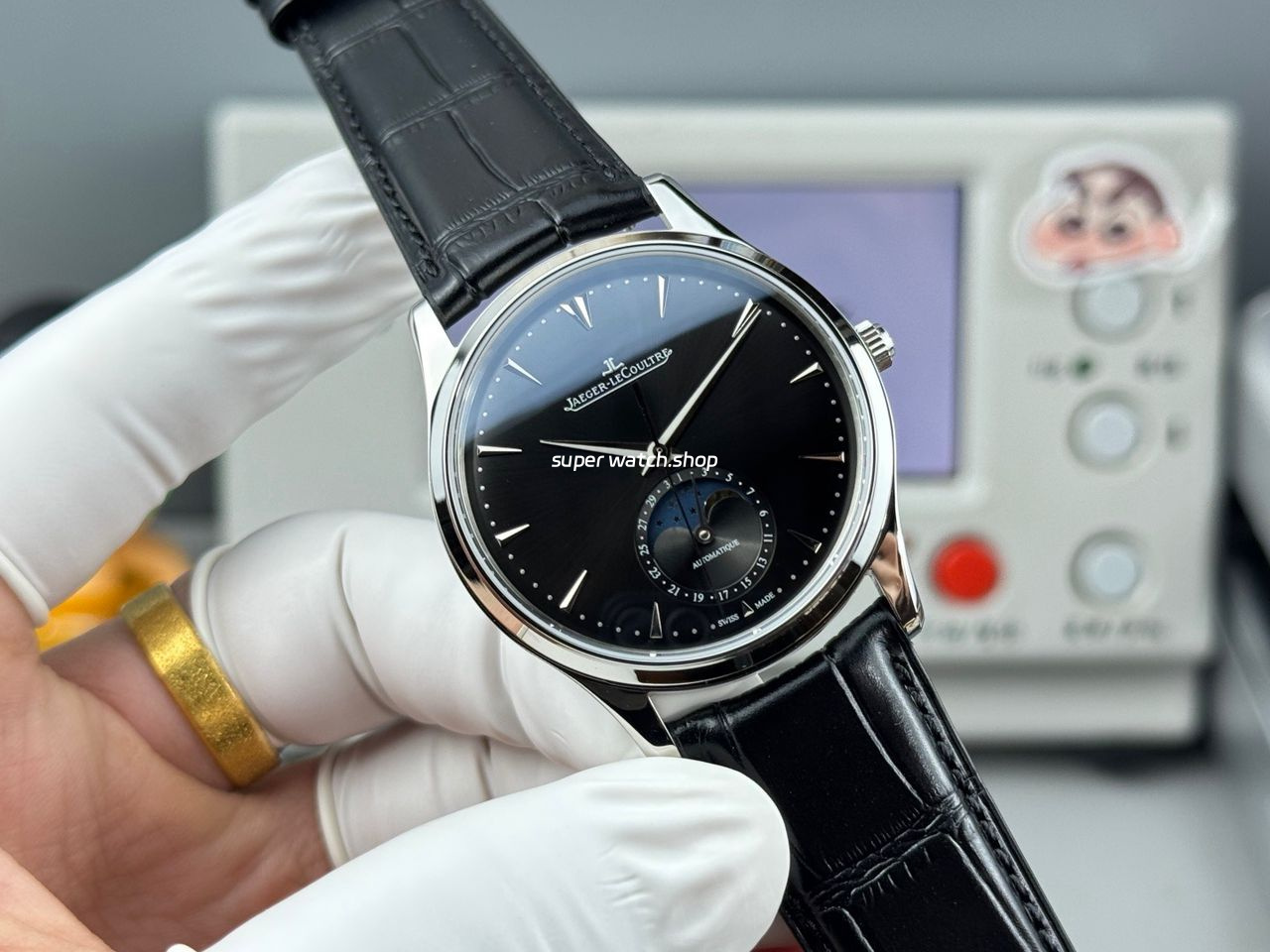 GF Factory Jaeger-LeCoultre Master Ultra Thin Moon Q1368470 39mm Steel Leather Strap Black Dial - Image 4