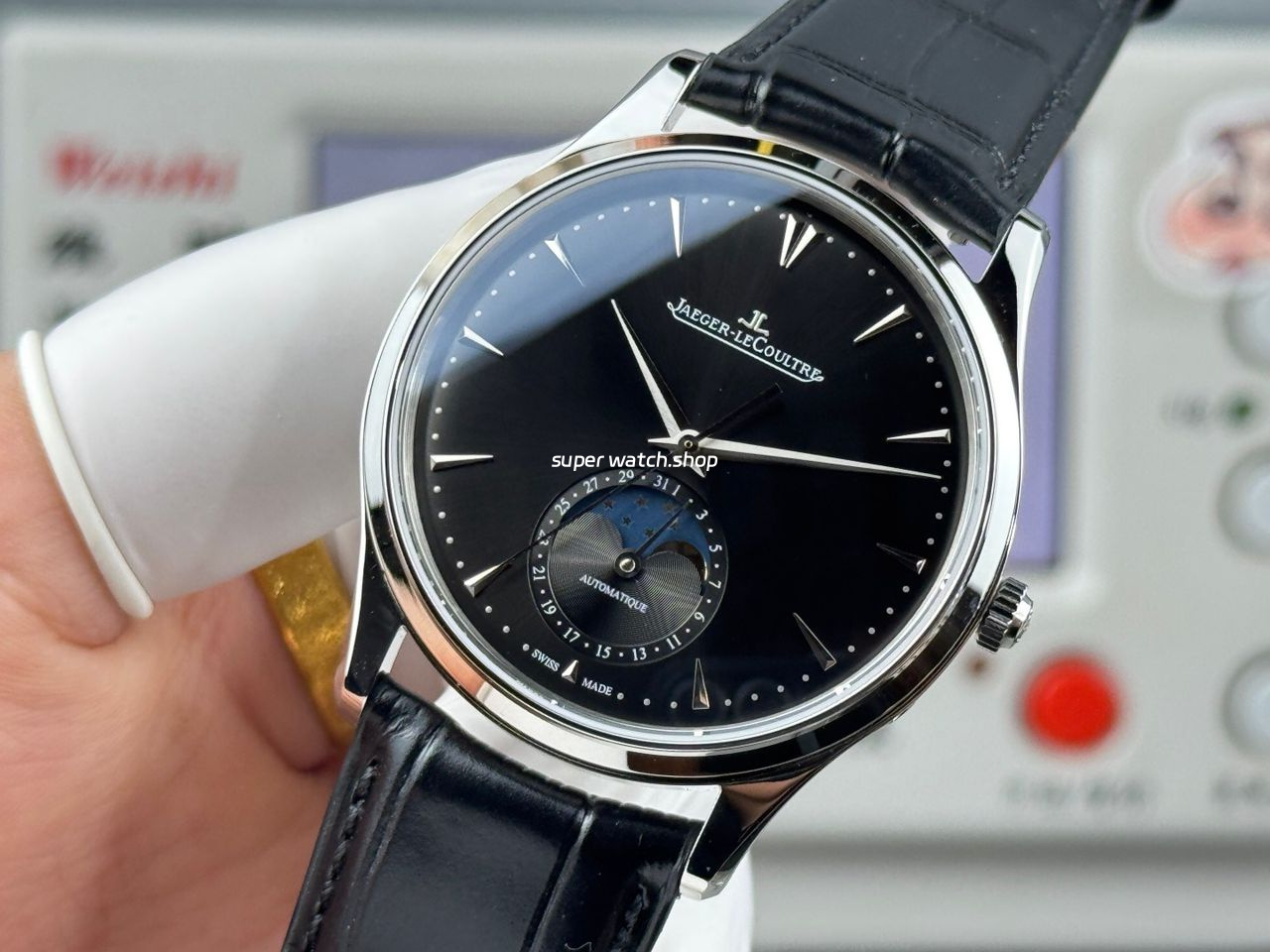 GF Factory Jaeger-LeCoultre Master Ultra Thin Moon Q1368470 39mm Steel Leather Strap Black Dial - Image 3