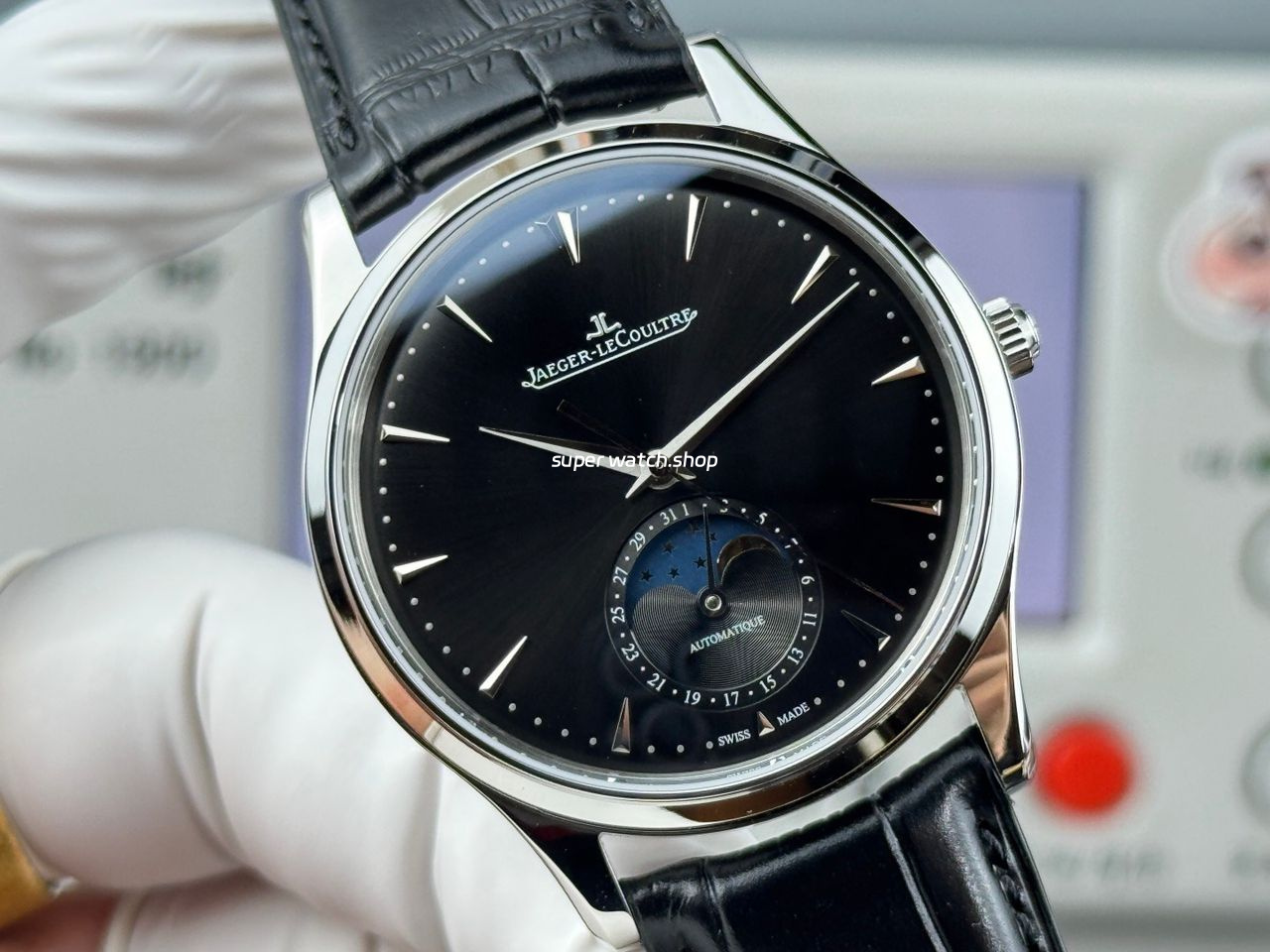 GF Factory Jaeger-LeCoultre Master Ultra Thin Moon Q1368470 39mm Steel Leather Strap Black Dial - Image 2