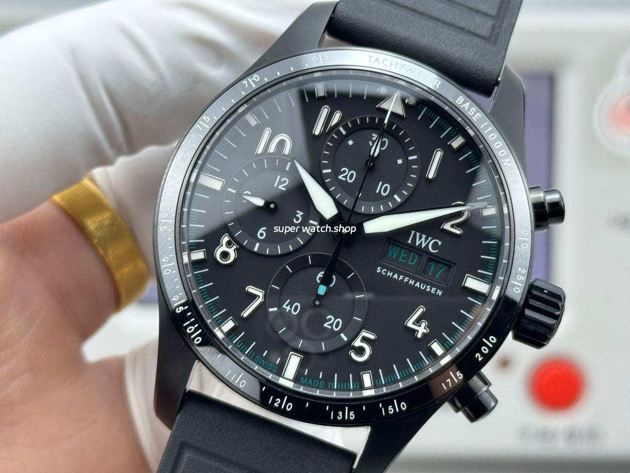 JP Factory IWC Pilot Chronograph IW388306 41mm Rubber Strap Arabic Numerals Black Dial - Image 3
