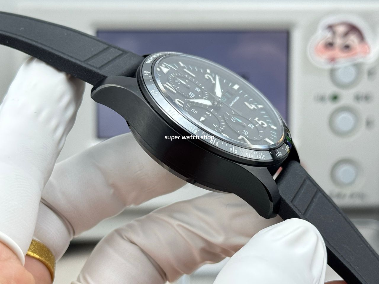 JP Factory IWC Pilot Chronograph IW388306 41mm Rubber Strap Arabic Numerals Black Dial - Image 6