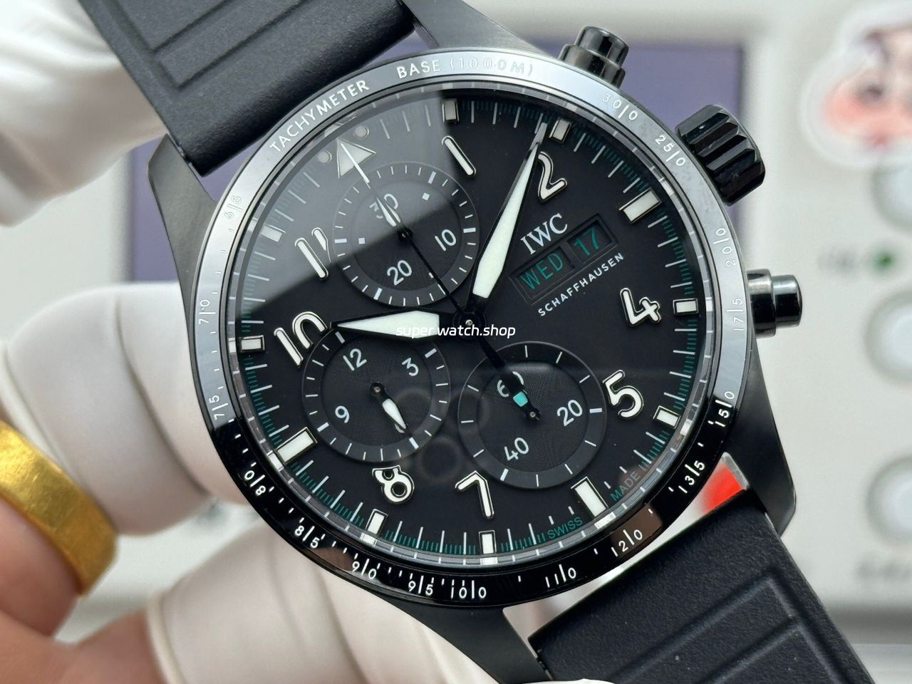 JP Factory IWC Pilot Chronograph IW388306 41mm Rubber Strap Arabic Numerals Black Dial - Image 2