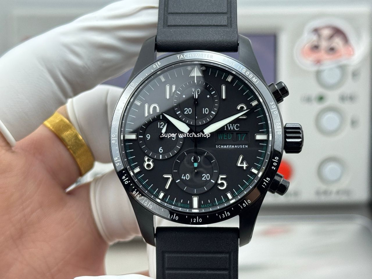 JP Factory IWC Pilot Chronograph IW388306 41mm Rubber Strap Arabic Numerals Black Dial