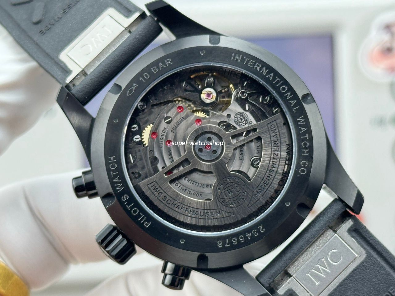 JP Factory IWC Pilot Chronograph IW388306 41mm Rubber Strap Arabic Numerals Black Dial - Image 8