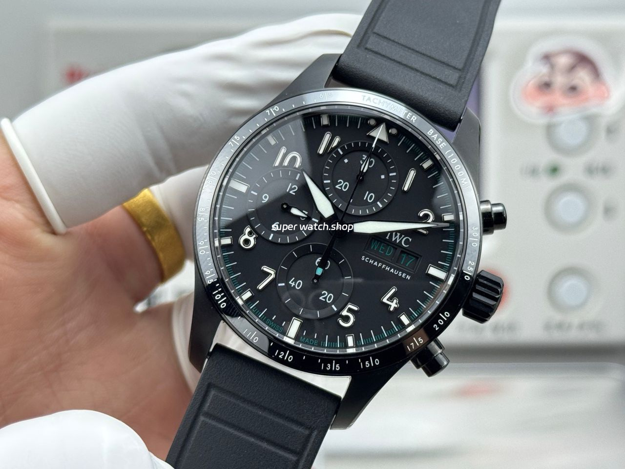 JP Factory IWC Pilot Chronograph IW388306 41mm Rubber Strap Arabic Numerals Black Dial - Image 5