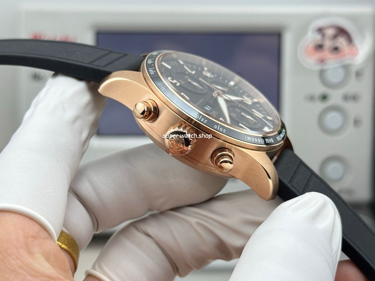 JP Factory IWC Pilot Chronograph IW388309 41mm Rose Gold Rubber Strap Arabic Numerals Black Dial - Image 7