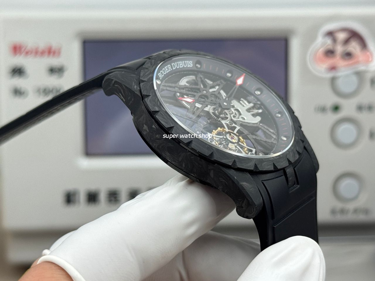 NEW Factory Roger Dubuis Excalibur DBEX0577 42mm Carbon Fiber Black Rubber Strap Skeletonized Dial - Image 5