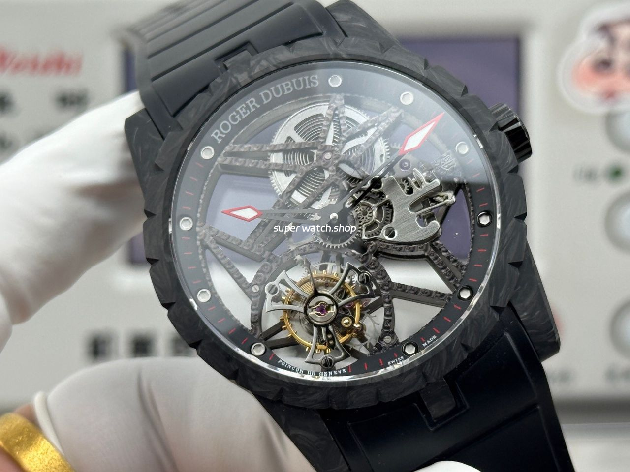 NEW Factory Roger Dubuis Excalibur DBEX0577 42mm Carbon Fiber Black Rubber Strap Skeletonized Dial - Image 2