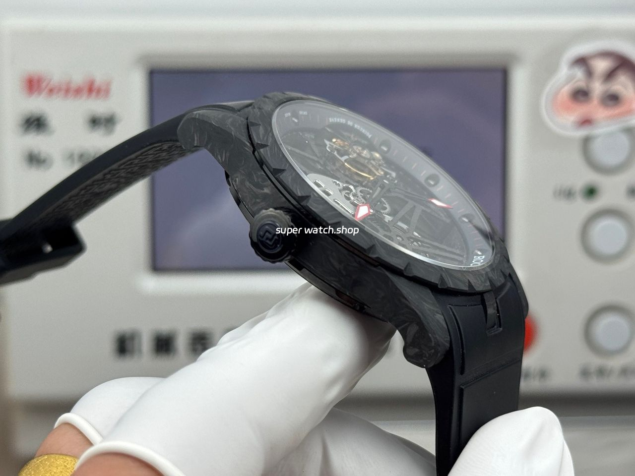 NEW Factory Roger Dubuis Excalibur DBEX0577 42mm Carbon Fiber Black Rubber Strap Skeletonized Dial - Image 6