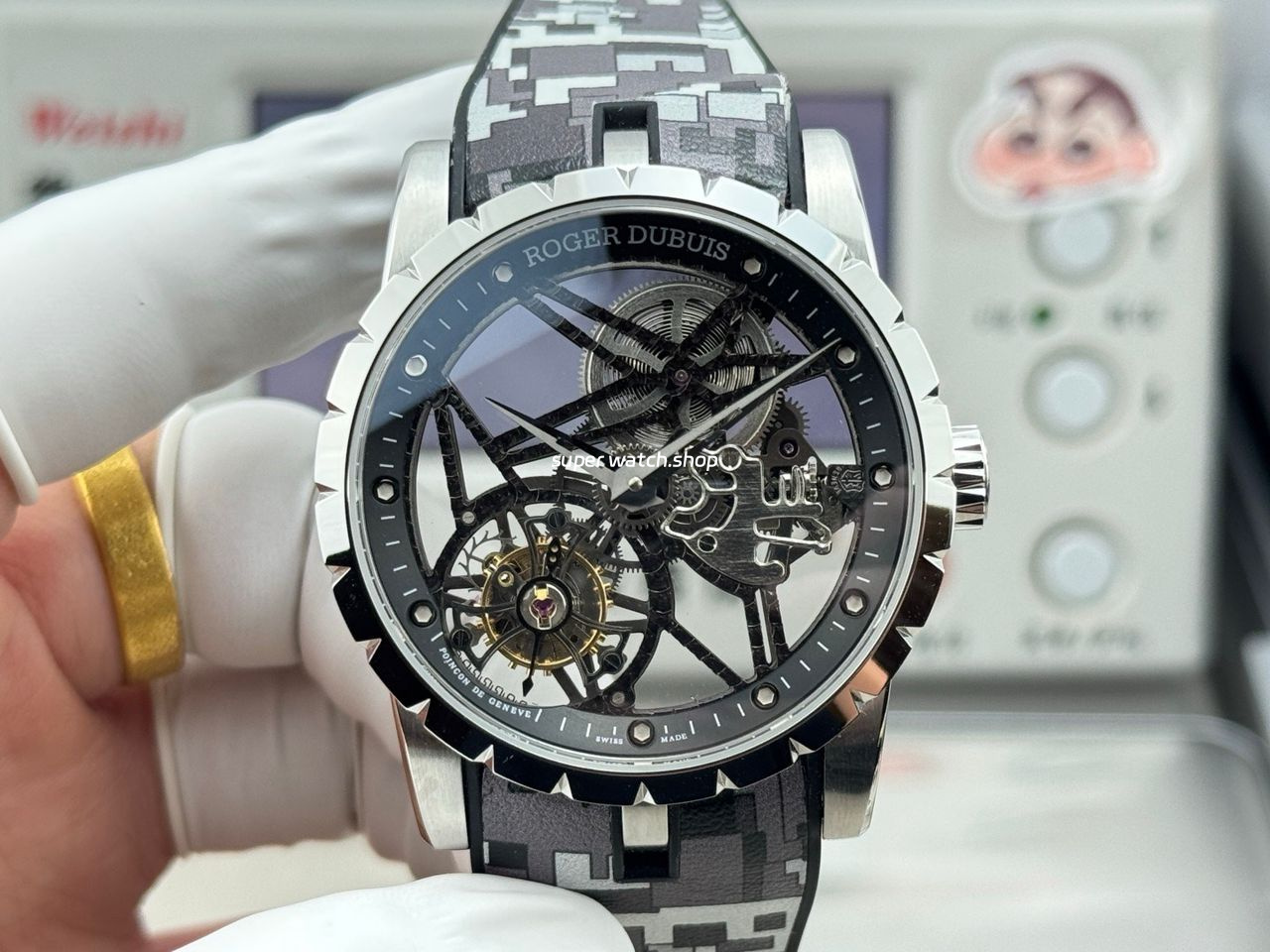 NEW Factory Roger Dubuis Excalibur Spider RDDBEX0393 Tourbillon 42mm White Gold Rubber Strap Black Dial