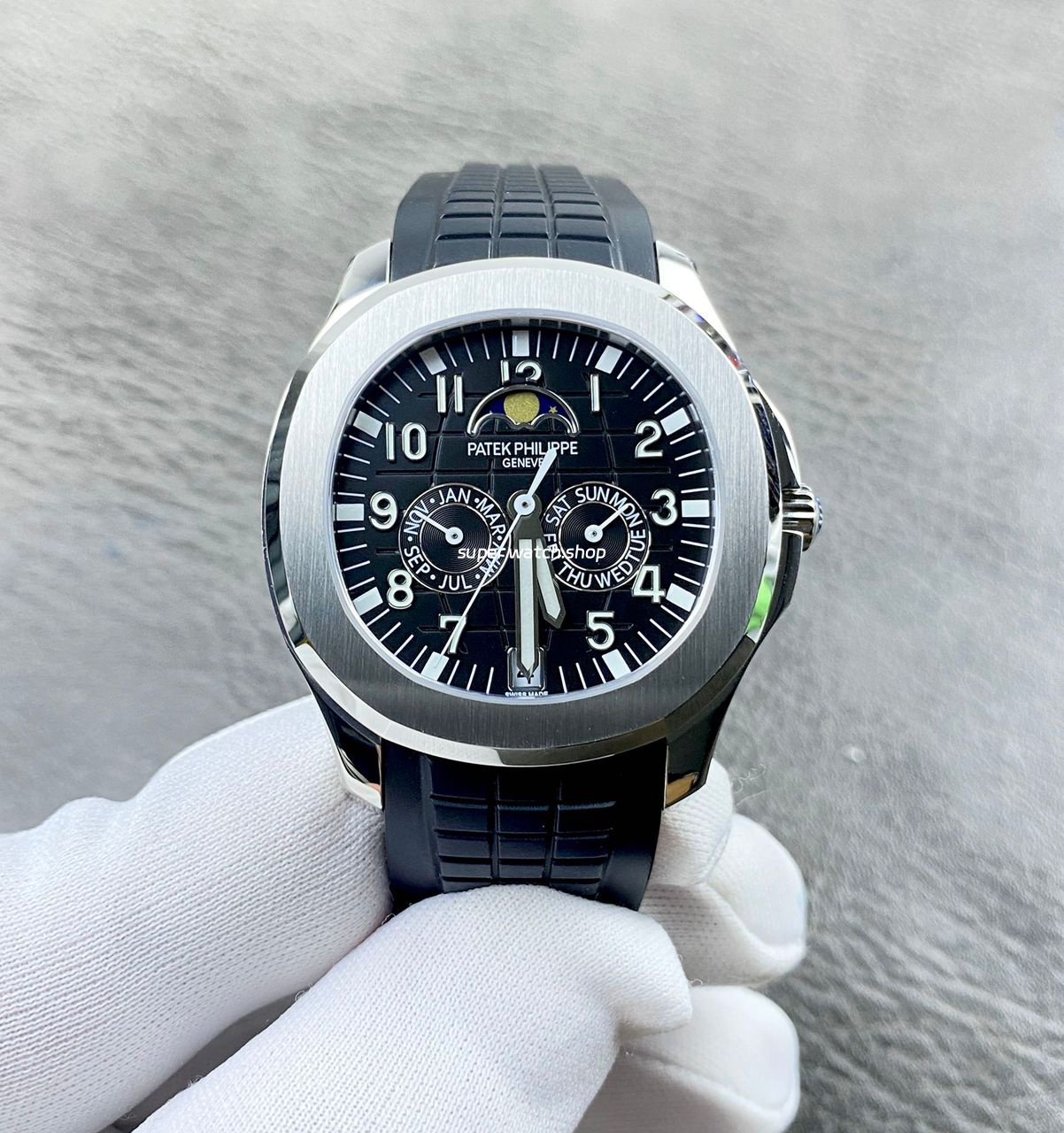 PP+ Factory Patek Philippe Aquanaut 5261 40mm Steel Black Rubber Strap Black Dial