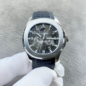 PP+ Factory Patek Philippe Aquanaut 5261 40mm Steel Black Rubber Strap Grey Dial