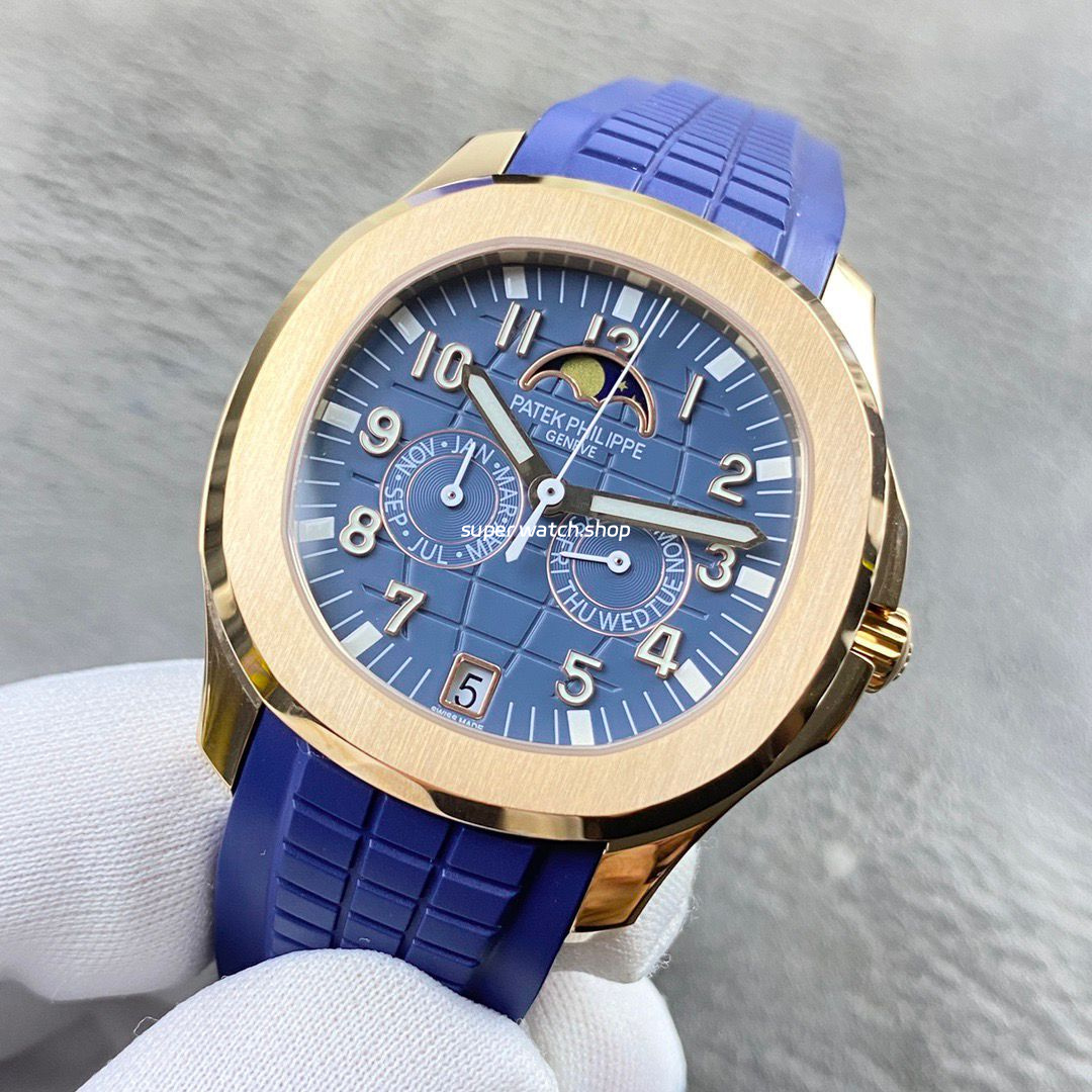 PP+ Factory Patek Philippe Aquanaut 5261R-001 40mm Rose Gold Blue Rubber Strap Blue Dial - Image 3