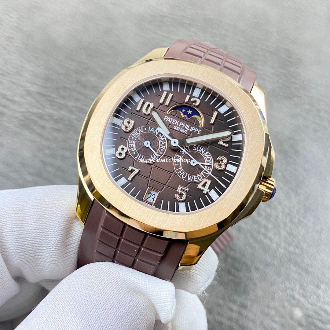 PP+ Factory Patek Philippe Aquanaut 5261R 40mm Rose Gold Brown Rubber Strap Brown Dial - Image 3
