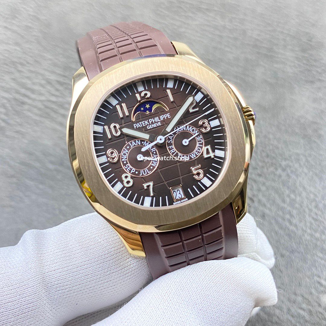 PP+ Factory Patek Philippe Aquanaut 5261R 40mm Rose Gold Brown Rubber Strap Brown Dial - Image 2