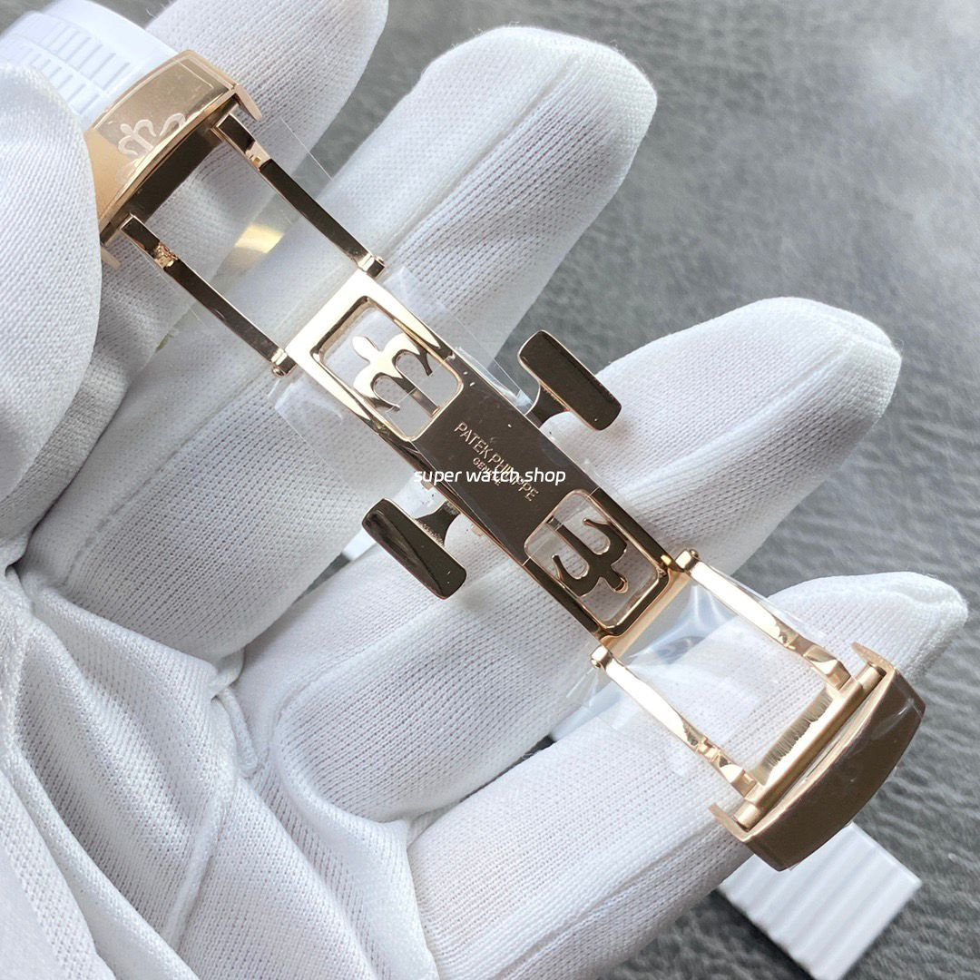 PP+ Factory Patek Philippe Aquanaut 5261R 40mm Rose Gold White Rubber Strap White Dial - Image 9