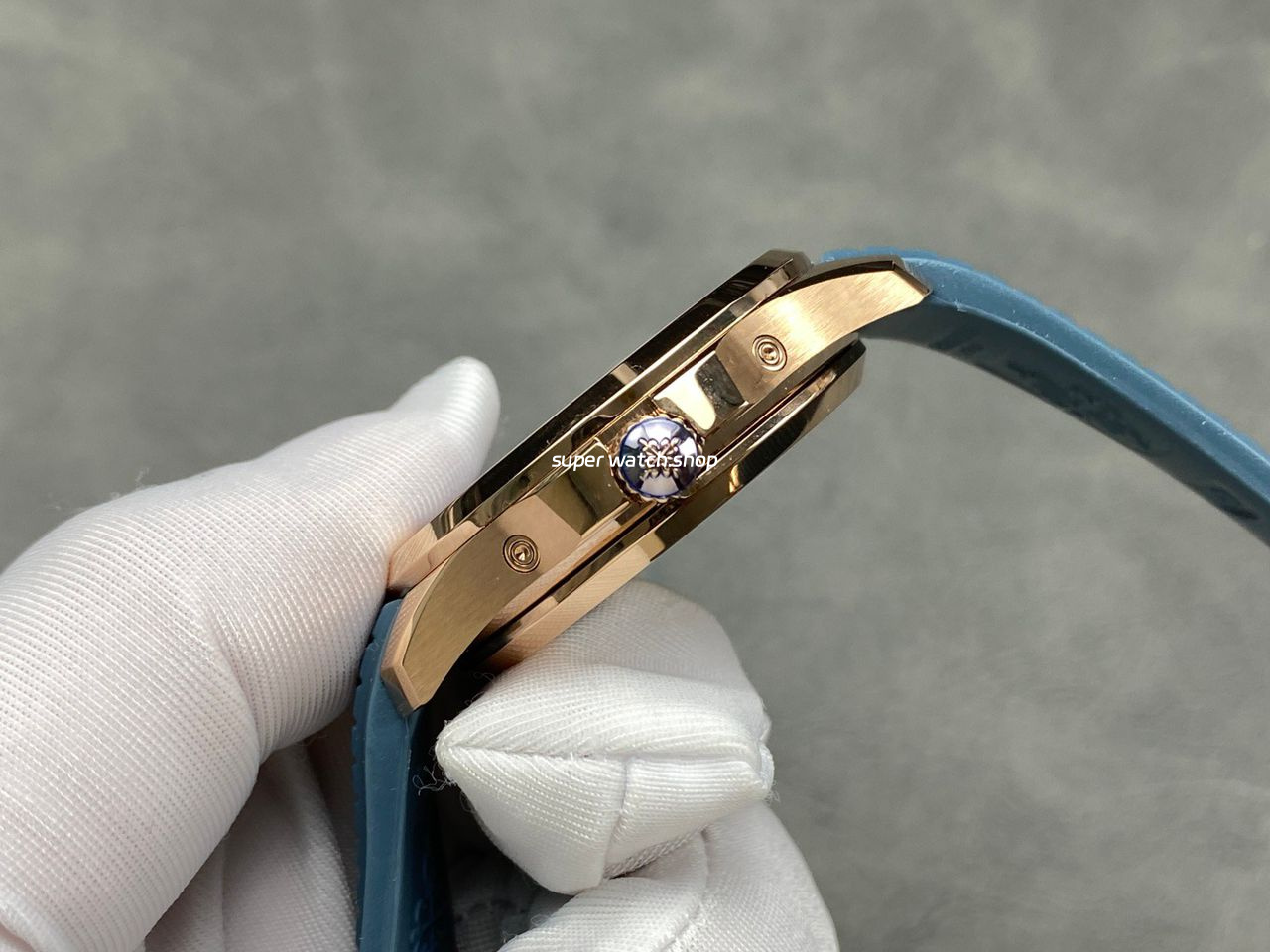PPM Factory Patek Philippe Aquanaut 5261R-001 40mm Rose Gold Blue Rubber Strap Blue Dial - Image 6