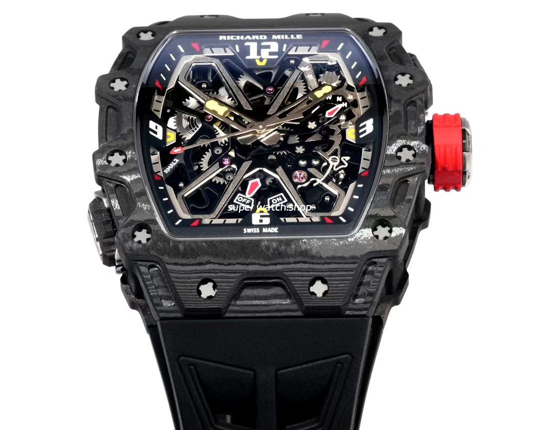 RM Factory Richard Mille RM35-03 Black Carbon Fiber Black Rubber Strap Black Skeletonized Dial - Image 2