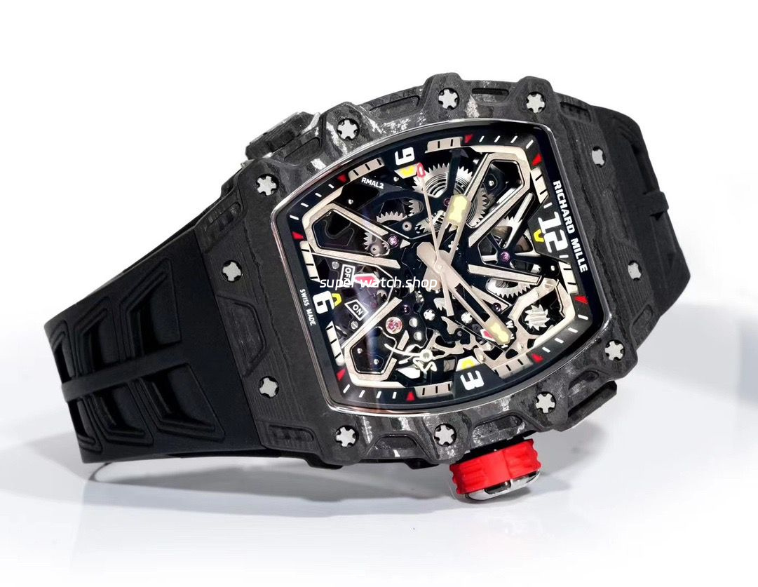 RM Factory Richard Mille RM35-03 Black Carbon Fiber Black Rubber Strap Black Skeletonized Dial - Image 5