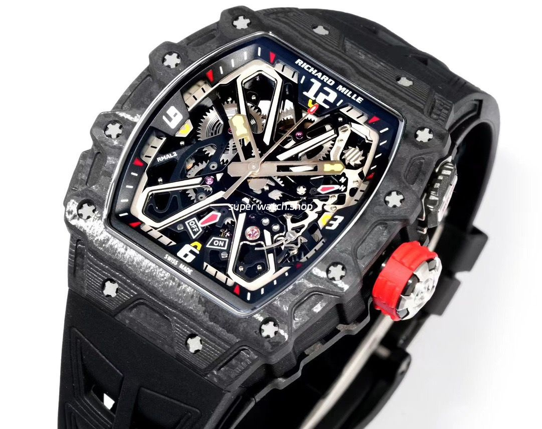 RM Factory Richard Mille RM35-03 Black Carbon Fiber Black Rubber Strap Black Skeletonized Dial - Image 4