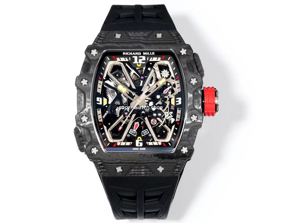 RM Factory Richard Mille RM35-03 Black Carbon Fiber Black Rubber Strap Black Skeletonized Dial