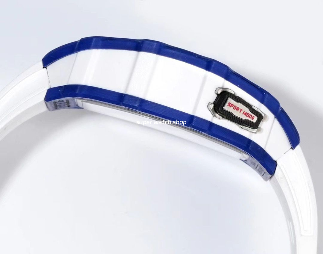 RM Factory Richard Mille RM35-03 Blue Carbon White Rubber Strap Black Skeletonized Dial - Image 6