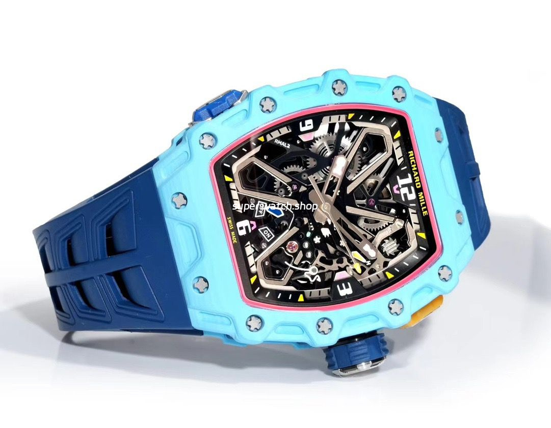 RM Factory Richard Mille RM35-03 Fiber Light Carbon Blue Rubber Strap Black Skeletonized Dial - Image 5