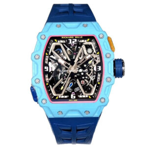 RM Factory Richard Mille RM35-03 Fiber Light Carbon Blue Rubber Strap Black Skeletonized Dial