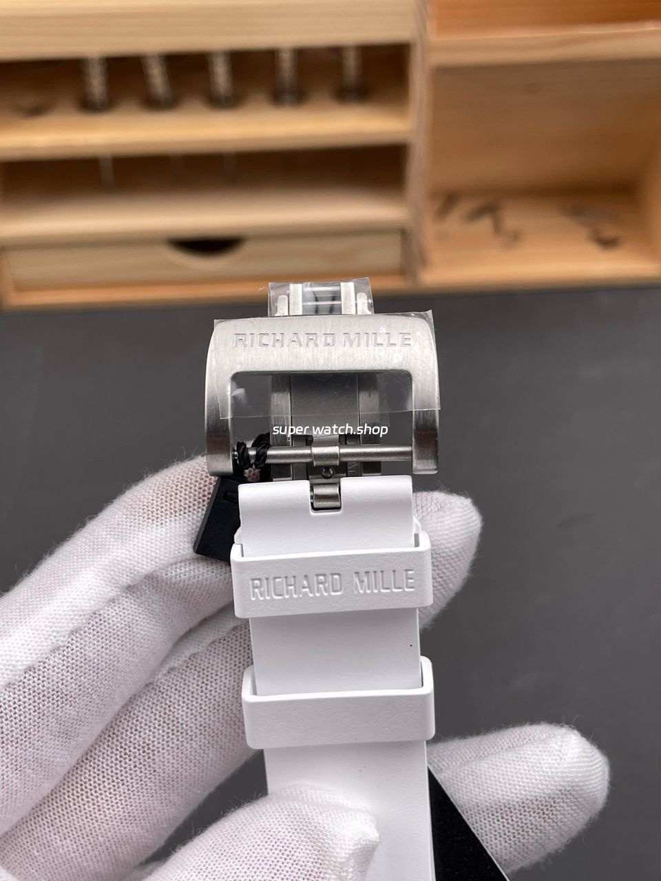 RM Factory Richard Mille RM35-03 White Carbon Fiber White Rubber Strap Black Skeletonized Dial - Image 8