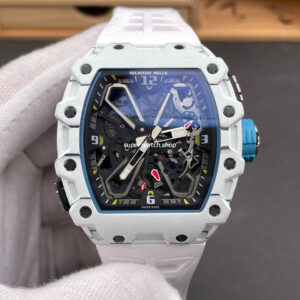 RM Factory Richard Mille RM35-03 White Carbon Fiber White Rubber Strap Black Skeletonized Dial