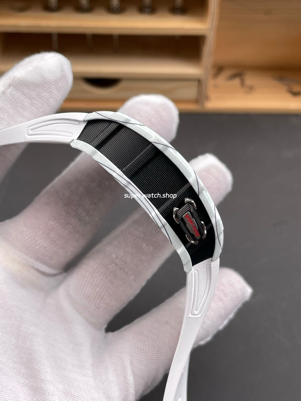 RM Factory Richard Mille RM35-03 White Carbon Fiber White Rubber Strap Black Skeletonized Dial - Image 5