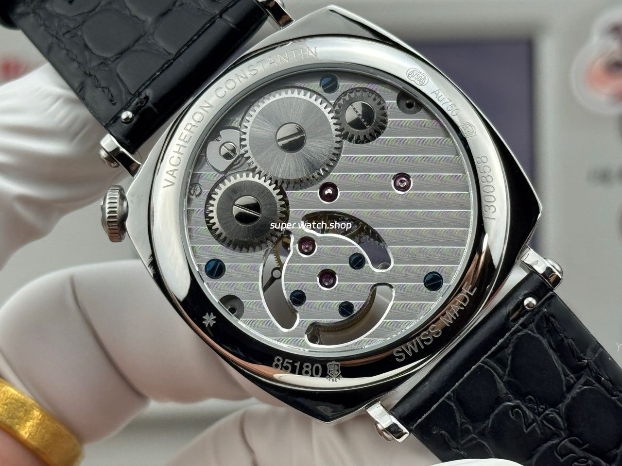RMS Factory Vacheron Constantin Historiques American 1921 Tourbillon Leather Strap White Gold Black Dial - Image 8