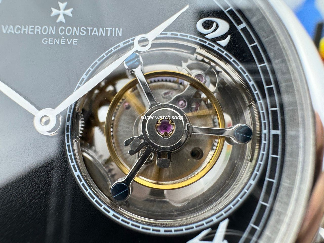 RMS Factory Vacheron Constantin Historiques American 1921 Tourbillon Leather Strap White Gold Black Dial - Image 5