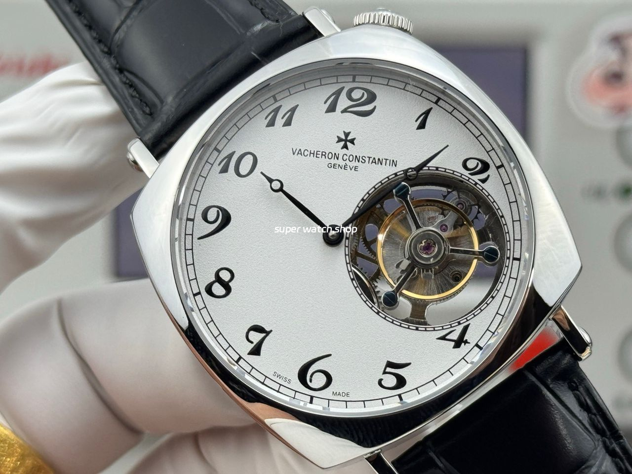 RMS Factory Vacheron Constantin Historiques American 1921 Tourbillon White Gold Leather Strap White Dial - Image 2