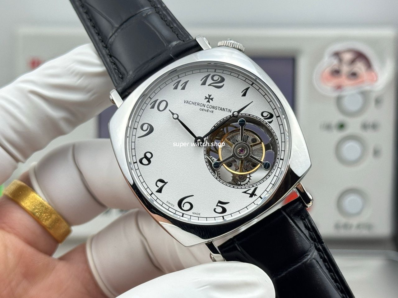 RMS Factory Vacheron Constantin Historiques American 1921 Tourbillon White Gold Leather Strap White Dial - Image 3
