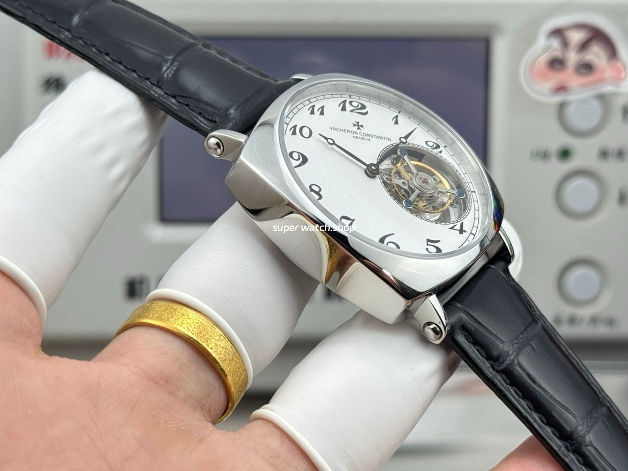 RMS Factory Vacheron Constantin Historiques American 1921 Tourbillon White Gold Leather Strap White Dial - Image 6