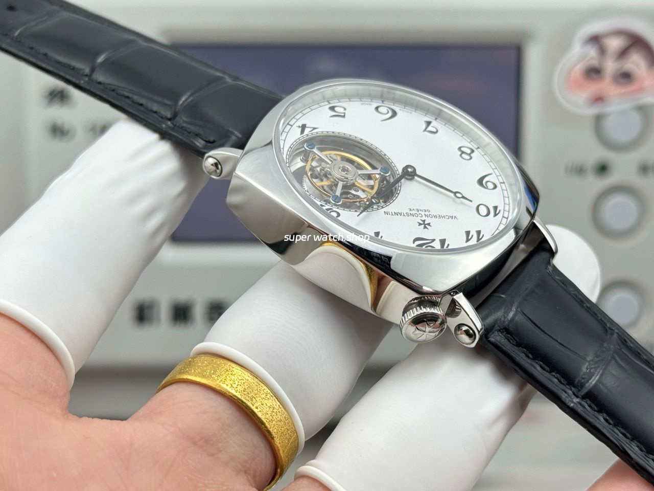 RMS Factory Vacheron Constantin Historiques American 1921 Tourbillon White Gold Leather Strap White Dial - Image 7