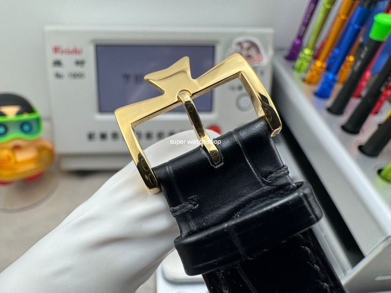 RMS Factory Vacheron Constantin Historiques American 1921 Tourbillon Yellow Gold Leather Strap Black Dial - Image 9