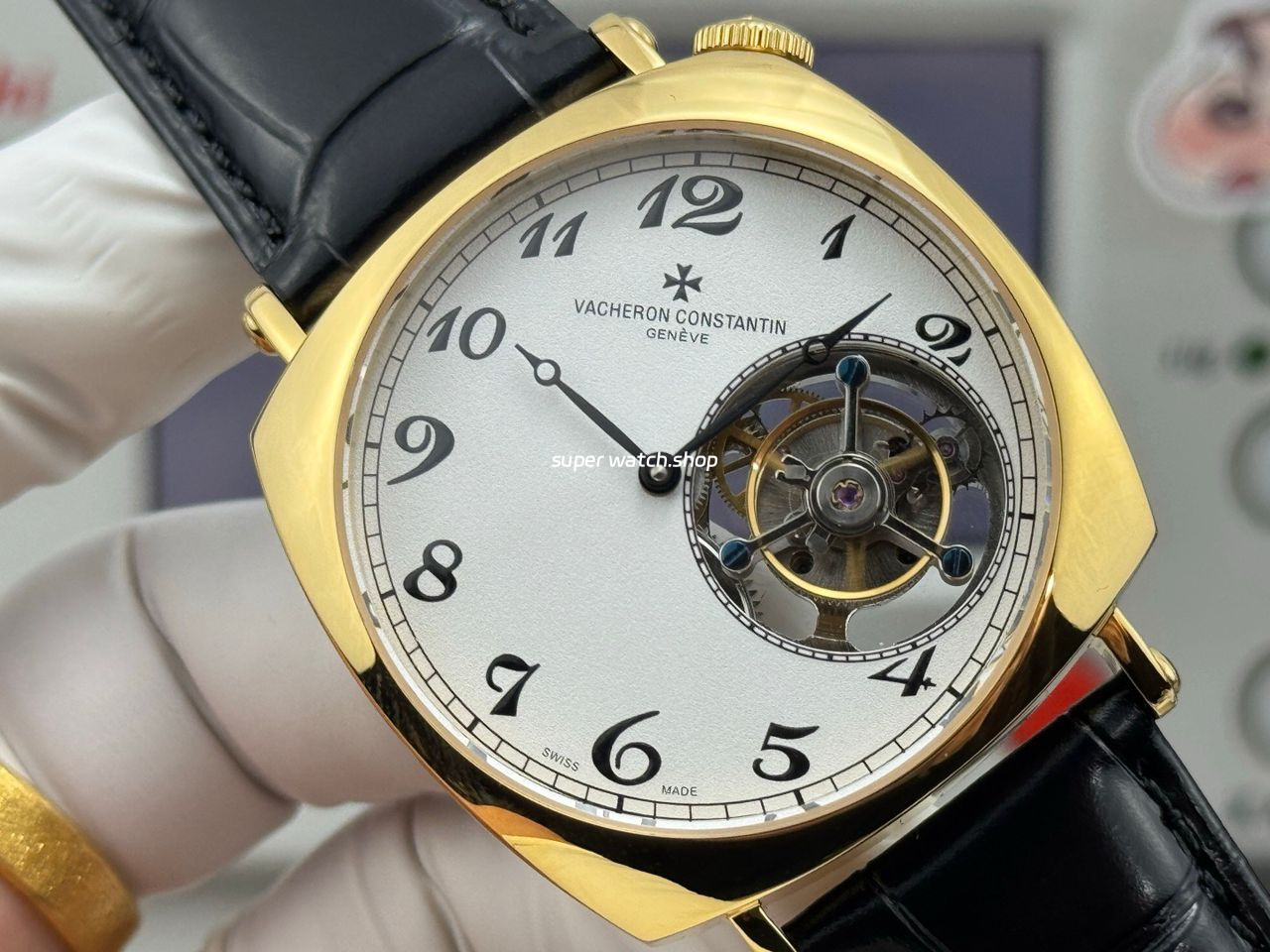 RMS Factory Vacheron Constantin Historiques American 1921 Tourbillon Leather Strap Yellow Gold White Dial - Image 2